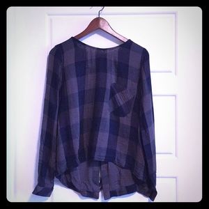 Buffalo plaid tie-back shirt!